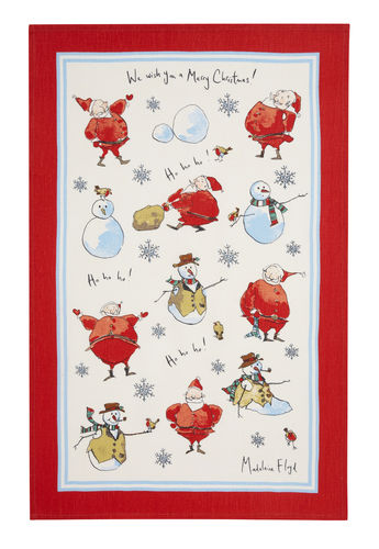 Geschirrtuch "Santa & Snowman" von Madeleine Floyd by Ulster Weavers. Cotton tea towel