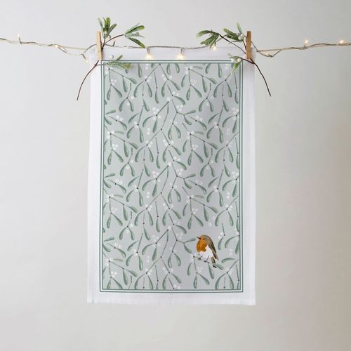 Geschirrtuch "Mistletoe & Robin" von Ulster Weavers. Cotton tea towel