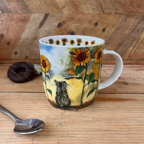 Tasse "Katze & Sonnenblumen" (Cat & Sunflowers) von Alex Clark. Henkeltasse - mug